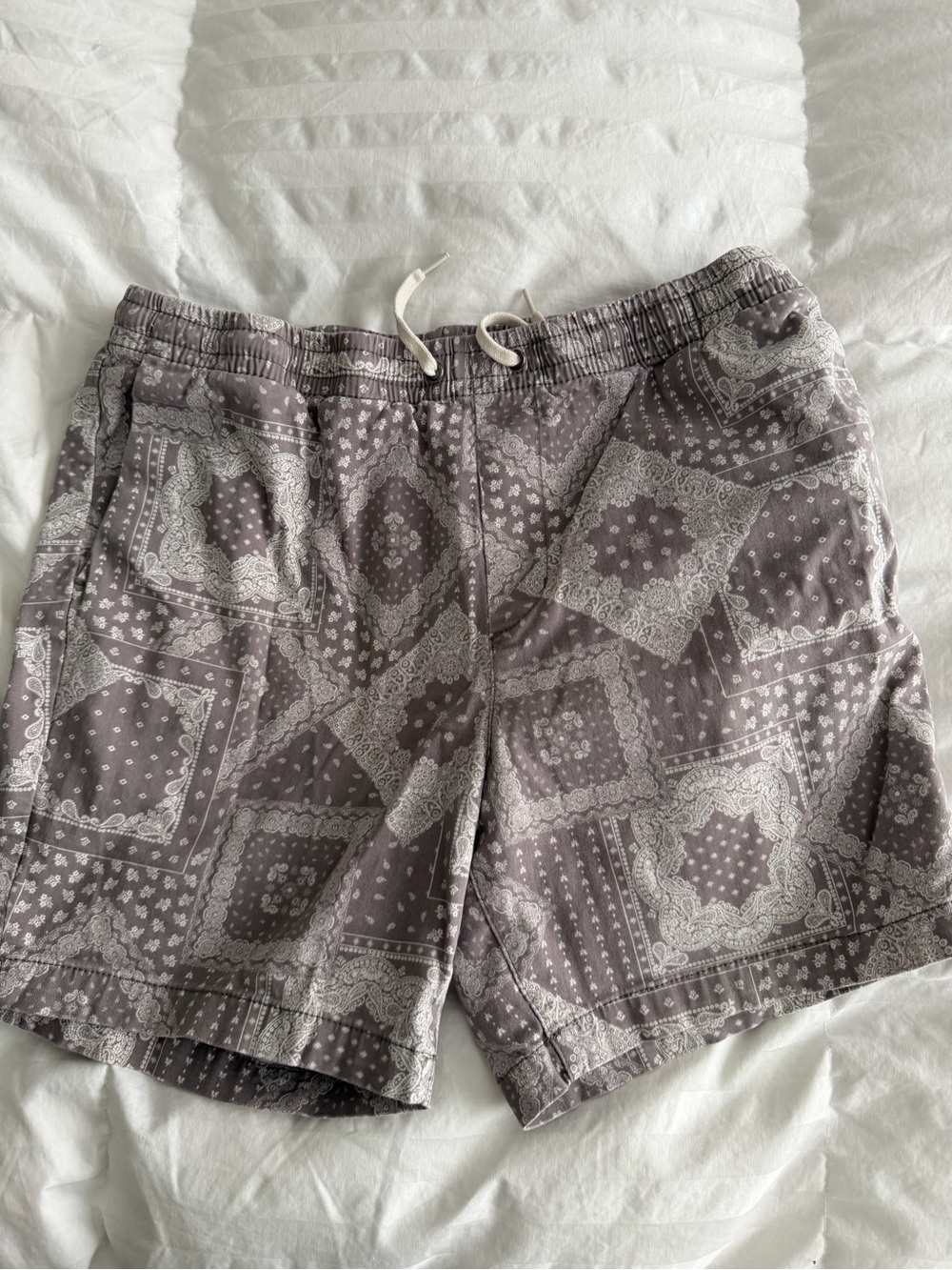 PacSun Grey Bandana-Print Swim Trunks
